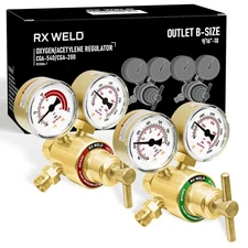 Oxygen Acetylene Regulator Set, CGA-540 Oxygen/CGA-200 Acetylene (For Small M...