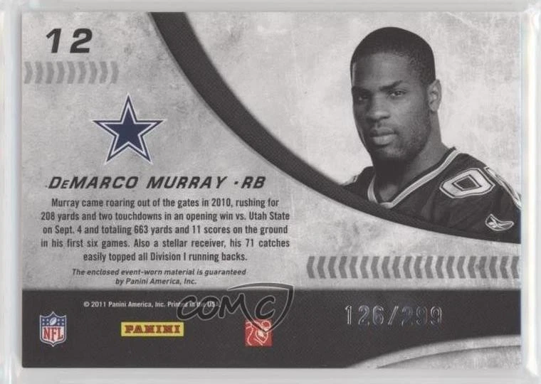 2011 Donruss Elite New Breed Jersey /299 DeMarco Murray #12 Rookie RC - Image 2 of 2