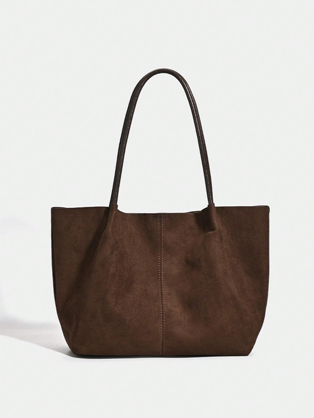 2026 Spring New Coffee Brown Suede Retro Bag, Large Capacity Shoulder Bag With