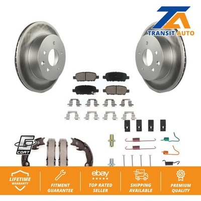 [Rear] Disc Coated Rotors Ceramic Pads Parking Shoes And Hardware Kit For Nissan