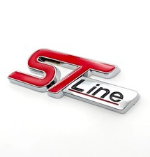 Silver Red ST Line Metal Rear Boot Badge For Ford Focus Mondeo Fiesta Puma Kuga