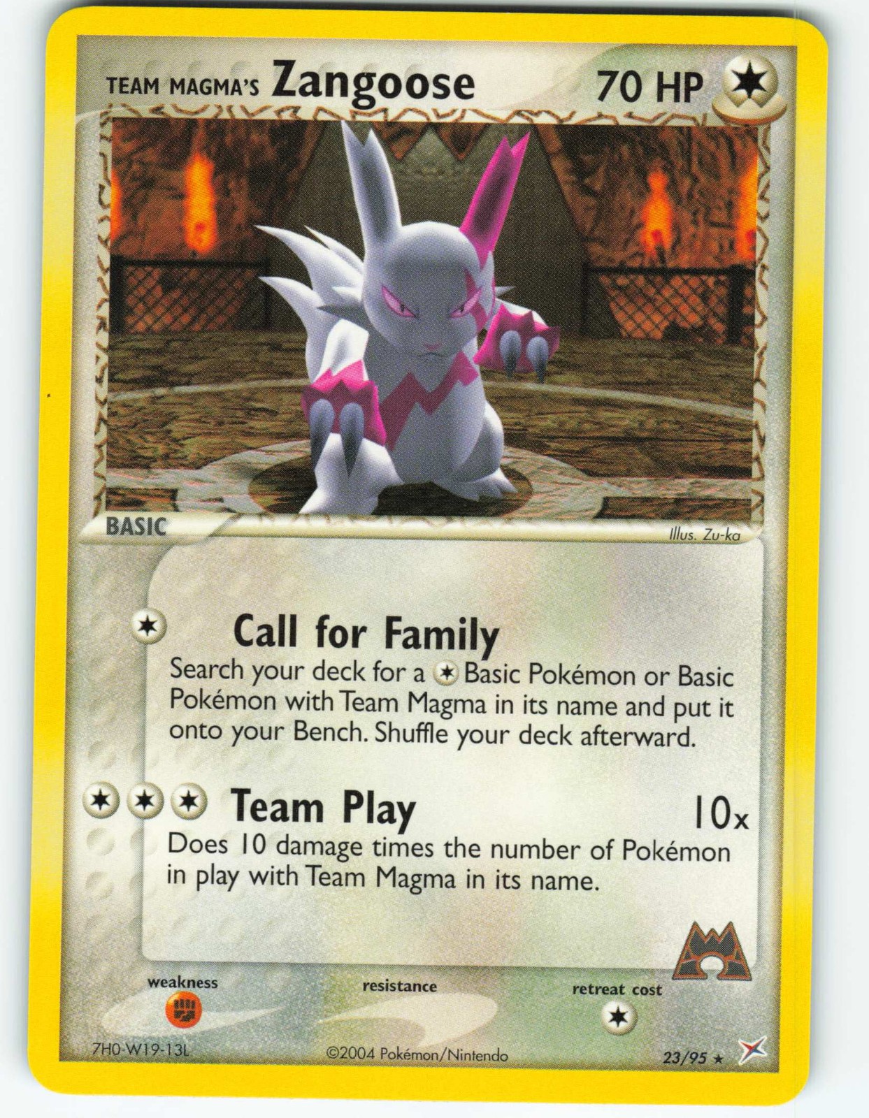 Team Magma's Zangoose - 23/95 Team Magma vs Team Aqua - Pokémon TCG - 2004