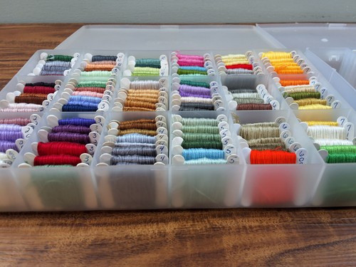 Large Lot DMC Carded Embroidery Floss 2 Plastic Boxes @210 Cards Colors Numbered - Picture 5 of 8