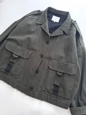 Lala Berlin trench jacket olive green cotton linen jacket L 40
