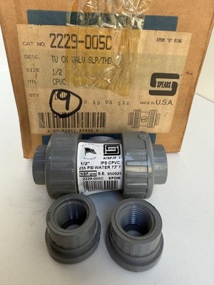 Spears 2229-005C 1/2'' CPVC True Union Check Valve Socket/FIPT EPDM O-Ring CPVC