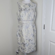 Preston & York Silver and Cream Midi Dress Size 10
