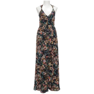 Pull & Bear, Maxikleid, Größe: M, Schwarz/Mehrfarbig, Polyester, Blumen #dJf