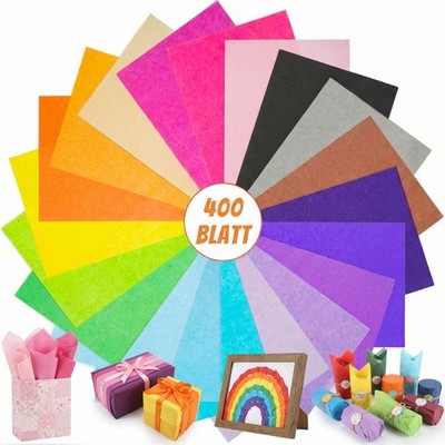 400 Blatt Transparentpapier Bunt, 20 Farben Seidenpapier, Tissue Paper DIN A4...