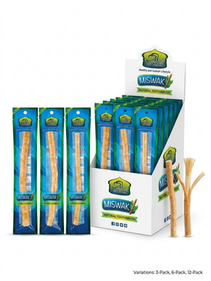 Natürliche Miswak Zahnbürstenstäbchen 8'' Bio Peelu Siwak Nähen Vakuumversiegelte Packung