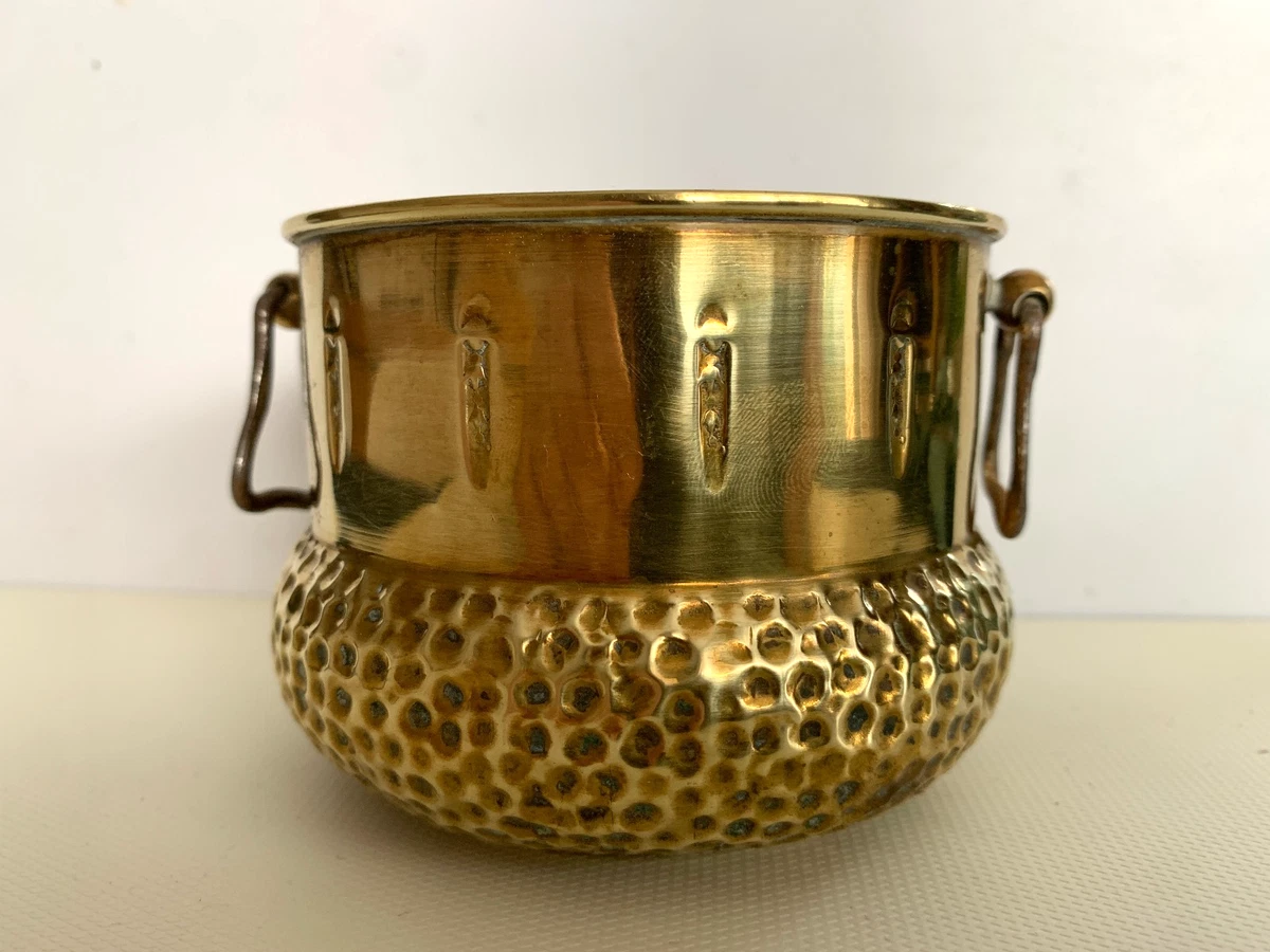 Chaudron Cache-Pot Tripode En Cuivre Martelé - Anse Fer Forgé - Déco Vintage