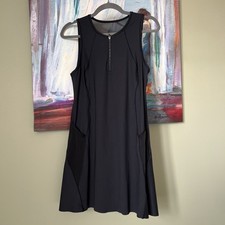 Athleta Sz M Match Point Black Tennis Mini Dress Mesh Ventilation EXCELLENT