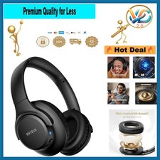 Bluetooth Headphones Over Ear 65H Playtime Deep Bass Wireless Foldable Black