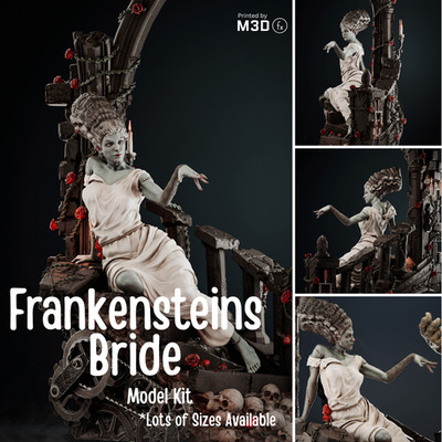 FRANKENSTEINS BRAUT - 1:6, 1:9, 1:12 3D Modellbausatz Figur Halloween ungebaut