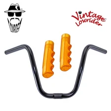 Original Lowrider 9" 25.4 D Handlebar Black 120mm Grips Solid/Gold