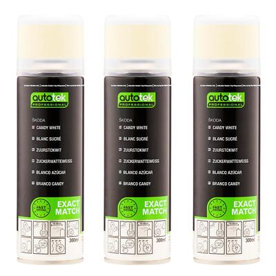 Autotek Skoda Candy White schnelltrocknend hohe Deckkraft Aerosol-Sprühlack 300 ml x3