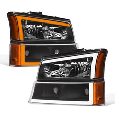 Topline For 03-07 Silverado Switchback Sequential LED Headlights+Bumper v2 Black