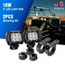 Nilight 2PCS 4 inch 18W LED Light Bar + 2PCS Off-Road Light Mounting Bracket Kit