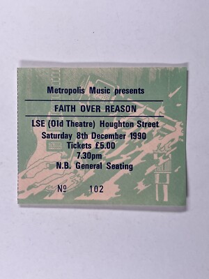Faith Over Reason Ticket Moira Lambert Original Houghton Street Dezember 1990
