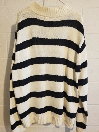 Chaps Ralph Lauren Heavy Cotton Half Zip Sweater Size XXLT White/Blue- pre own - Picture 4 of 8