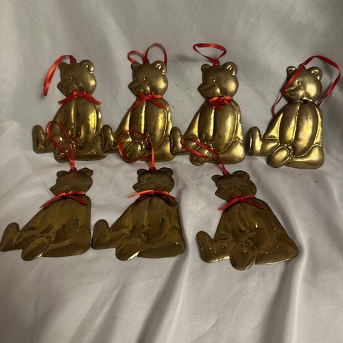 7er Set DEPARTMENT 56 Messing Teddybär flach Weihnachtsschmuck Hongkong Posten