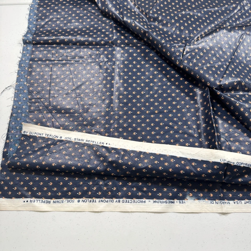 Tela tapicería dupont vintage azul floral algodón 63x54 1,75 yardas Foto 4 de 4