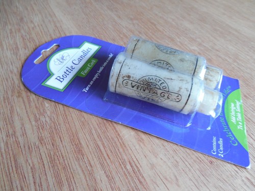 NEW/SEALED Package of 2 EPIC Faux Cork "Wine Bottle Candles" - Picture 3 of 3