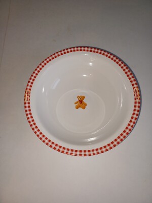Lipton Gund Ceramic Soup Cereal Bowl - Red White with Teddy Bear 6.5'' Diam.