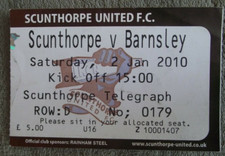 2009-10  Scunthorpe United v Barnsley - Championship  - Ticket Stub