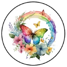 WATERCOLOR RAINBOW BUTTERFLY ENVELOPE SEALS LABELS STICKERS PARTY FAVORS