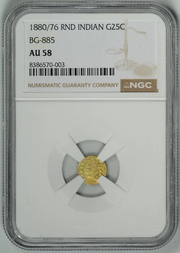 1880/76  CAL GOLD  25c  NGC AU58  *  OGH  *  BG-885  *  #8386570-003