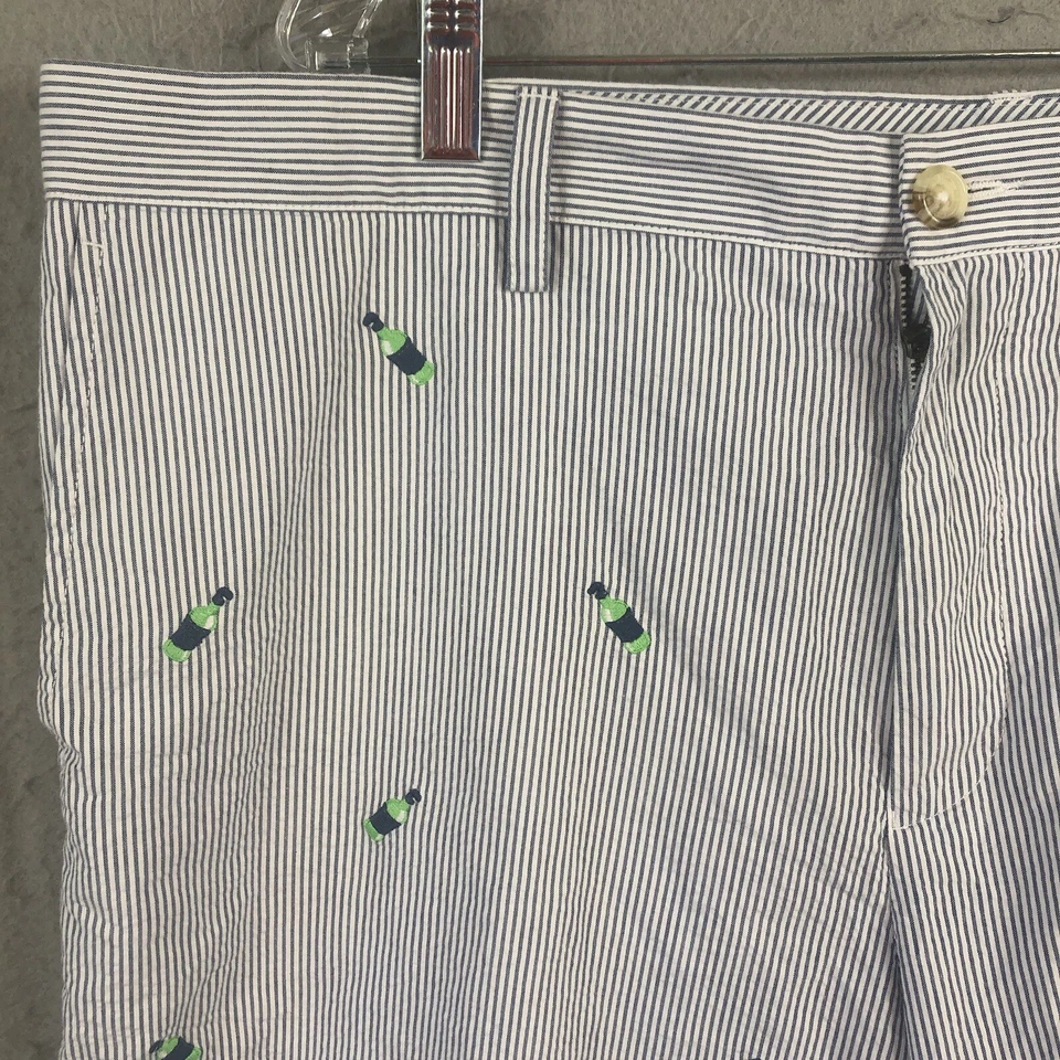 Southern Tide Shorts Mens 40 Blue White Striped Seersucker Beer Bottles Golf - Image 2 of 4