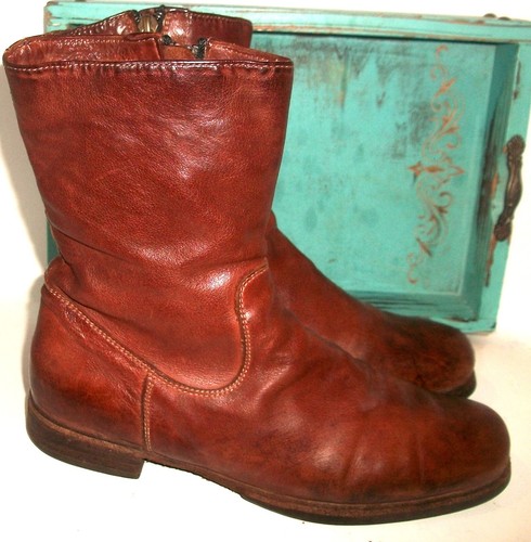 Vintage Pantafola d'Oro Italian Luxury Handmade Aged-Leather Flat Boots 37M 7M - Picture 6 of 10
