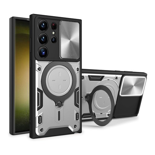 For Samsung S25 Ultra S25+ Shockproof Ring Stand Case Slide Lens Screen Cover - 第 14/18 張圖片