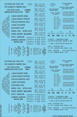 Tichy Train Group 10380N N Scale Generic Tanker Tank Car Data Black Decals