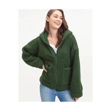 Splendid Brandy Sherpa Jacket In Green Faux Shearling Xlarge Womens Coat