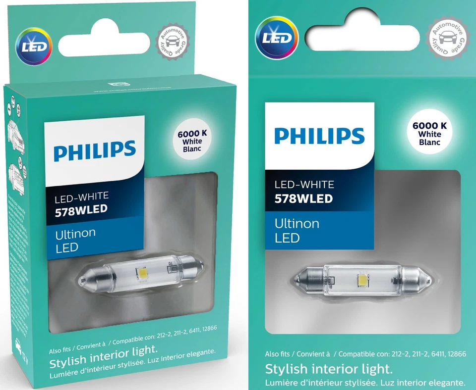 Philips Ultinon LED Light 578 White 6000K Two Bulbs Interior Dome Replace OE Fit - Изображение 2 из 4