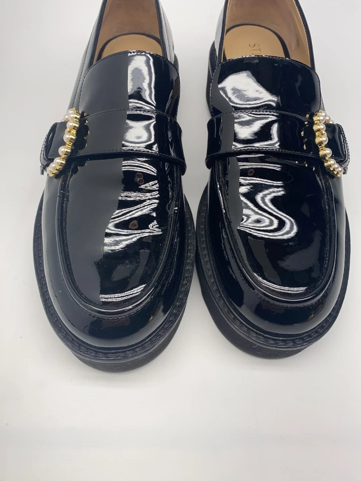 Mocasín de charol negro Stuart Weitzman Piper Superlift para mujer talla 10,5B Foto 3 de 4