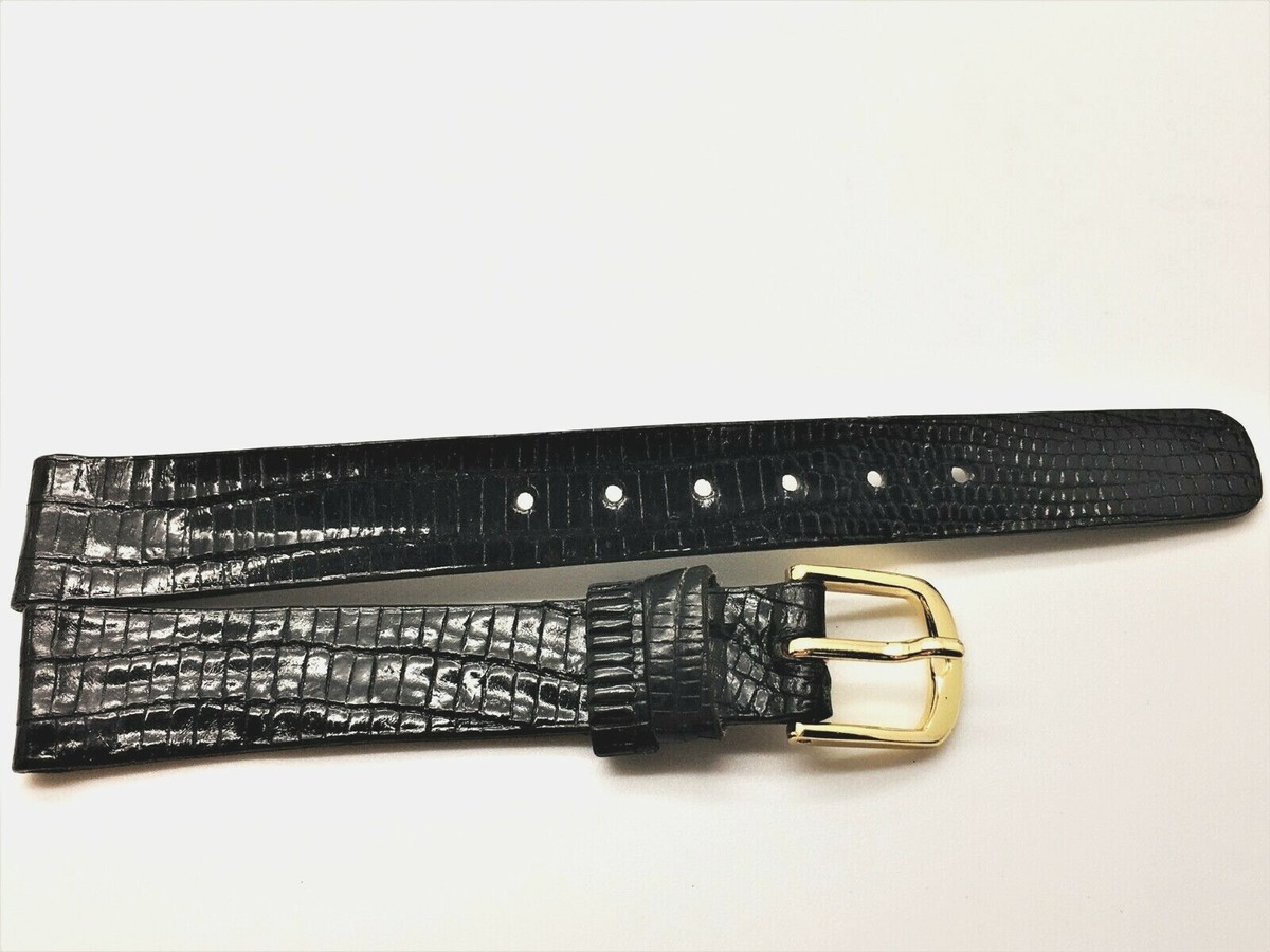 SEIKO LADIES BLACK 13MM REPLACEMENT LIZARD LEATHER DRESS 