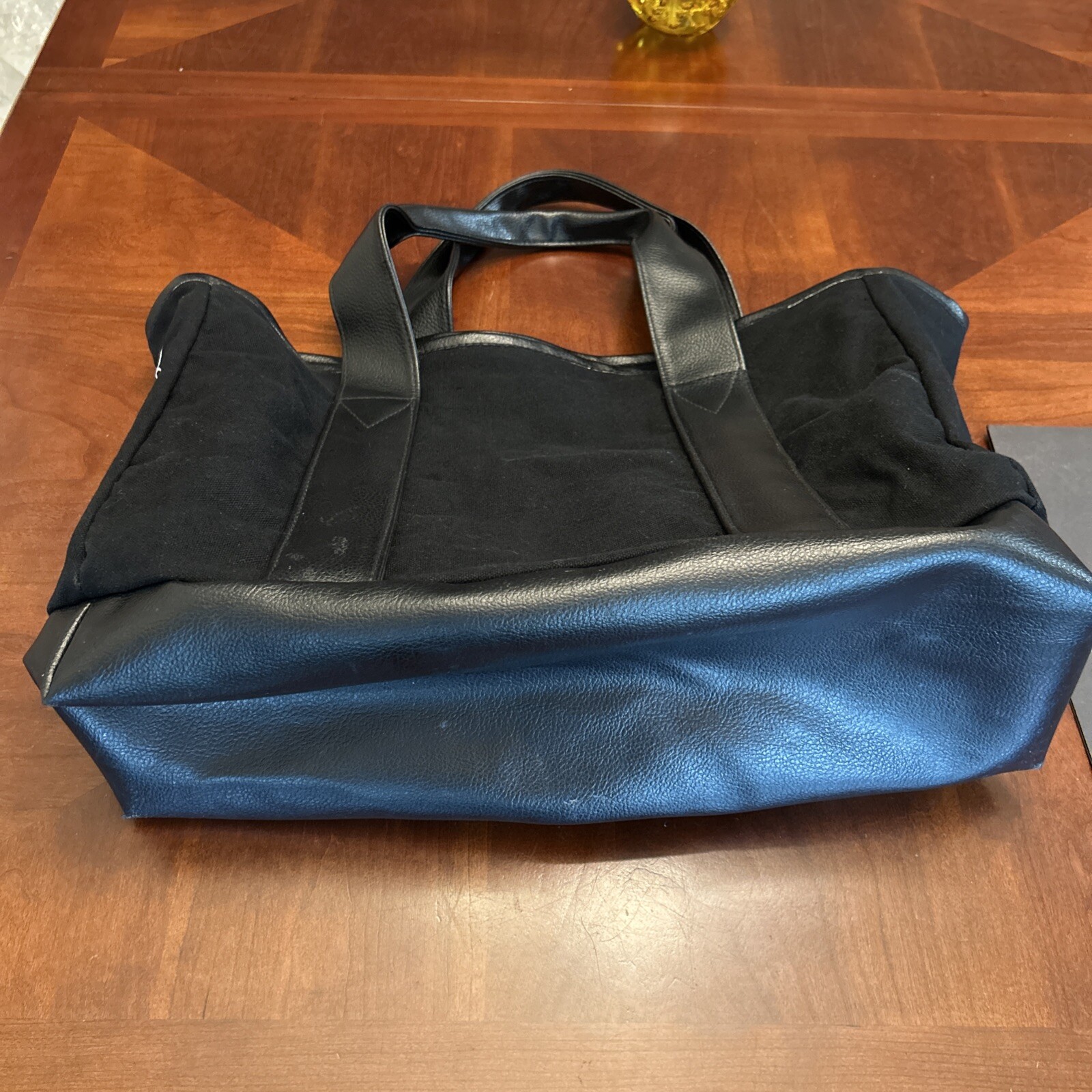 Department 56 Christmas Village Black Canvas Leather Tote Bag Rare Dealer Promo