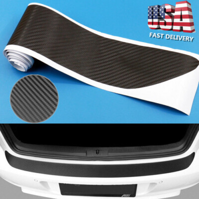 Car Carbon Fiber Rear Bumper Protector Corner Trim Sticker Black Kit Accessories