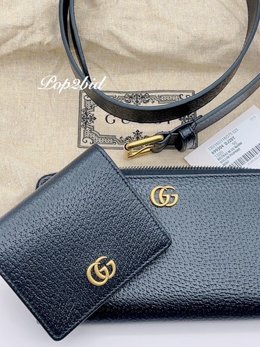 Borsa da cintura in pelle di vitello nuova con etichette autentica Gucci Marmont unisex a 3 vie nera taglia 90/36 - Foto 14 di 16