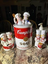 Vintage Campbell’s Soup Kids Cookie Jar , Scouring pad holder and soap dispenser