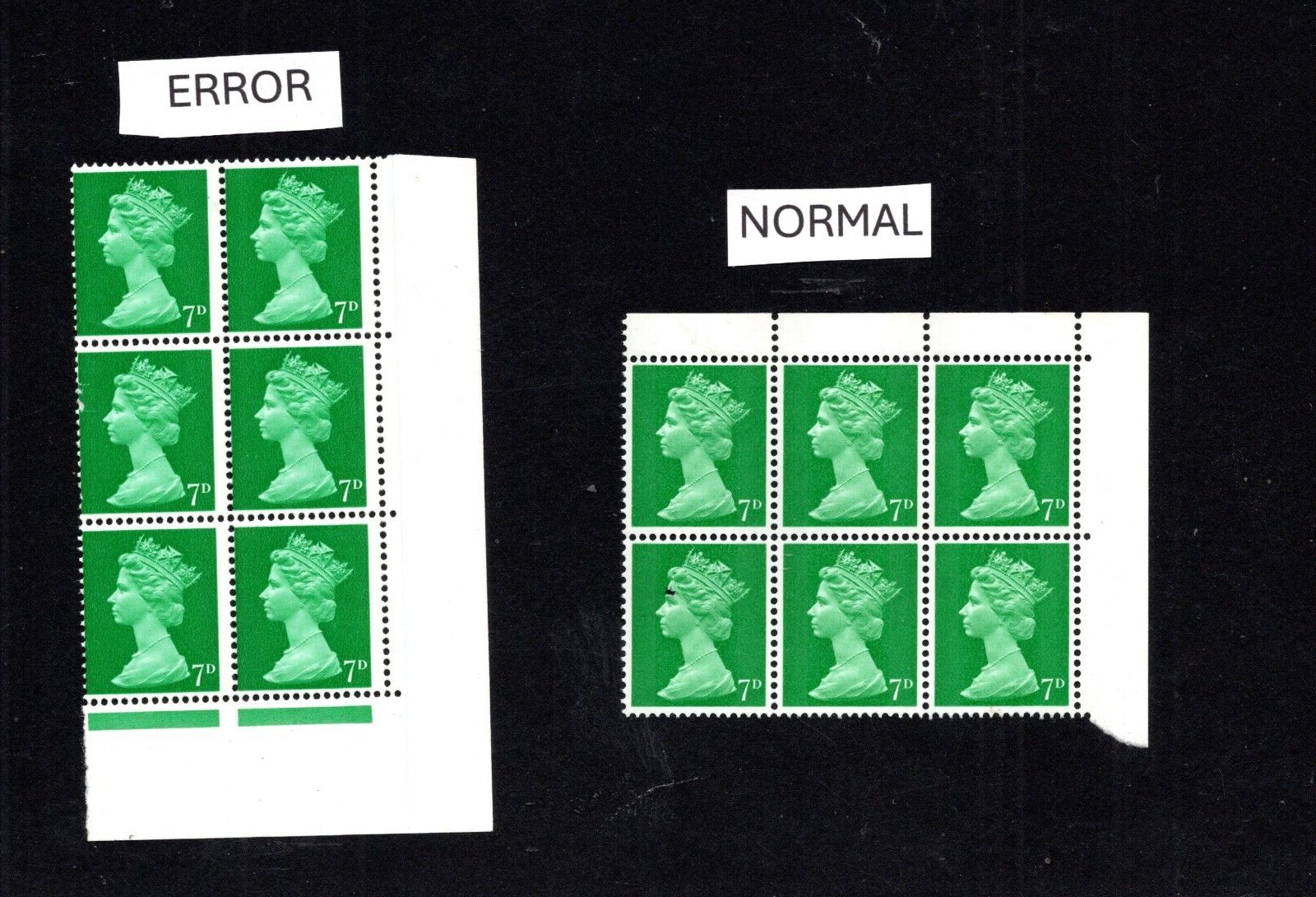 Perf Block ERROR SG 737 LARGE SHIFT 7d 1967 MACHIN SHIFT OF PERF BLOCK OF 6 MNH | eBay