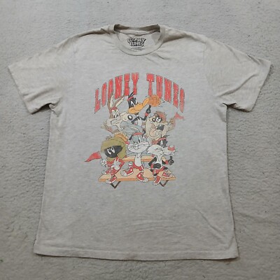 Looney Tunes x Pull & Bear Shirt Mens Small Gray Taz Bugs Marvin Daffy Wile E