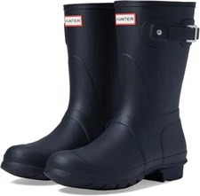 HUNTER Women's Original Short Rain Boot Black Size 6 Tri-Color Logo