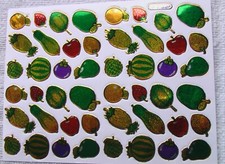 48 bunte GEMÜSE+-Aufkleber - Glimmeraufkleber - für Grußkarten - zum sammeln