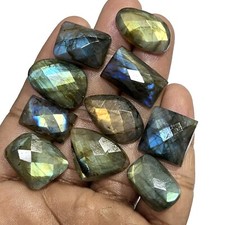 10 Pes Natural Multi Fire Labradorite Faceted Loose Gemstone For Jewelry Making