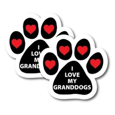 I Love My Granddogs 2 Pack Paw Print Magnets 5" Auto Truck Magnet Heavy Duty
