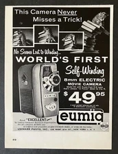 1957 Eumig World's First Self-Winding 8mm Electric Movie Camera Vintage Print Ad
