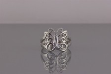 Sterling Silver Scrolled Openwork Winged Butterfly Band Ring 925 Sz: 8